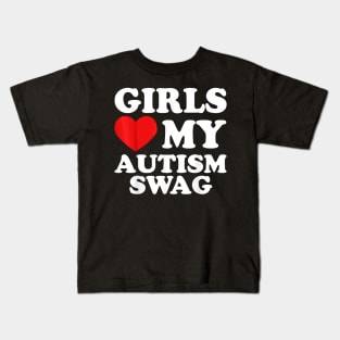 Girls Love My Autism Swag Funny Autistic Boy Gifts Awareness Kids T-Shirt